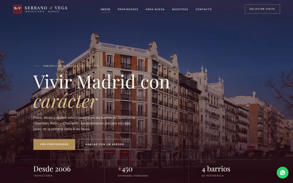 Captura de una web demo de Melray para una inmobiliaria boutique en Madrid.